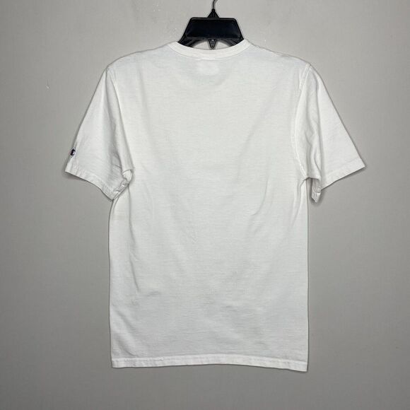CHAMPION Mens White Big-C T-Shirt Small S Green Camouflage Logo - Picture 6 of 7